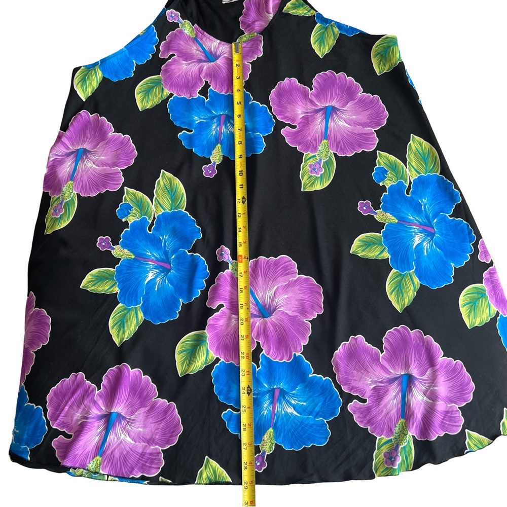 Beautiful Floral Sleeveless Slip Dress Features Bright Purple and Blue Orchids. - Picture 6 of 6